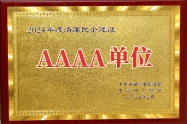 喜报！金彩汇官网纸业荣获平湖市2024年度清廉民营企业建设AAAA级单位称号